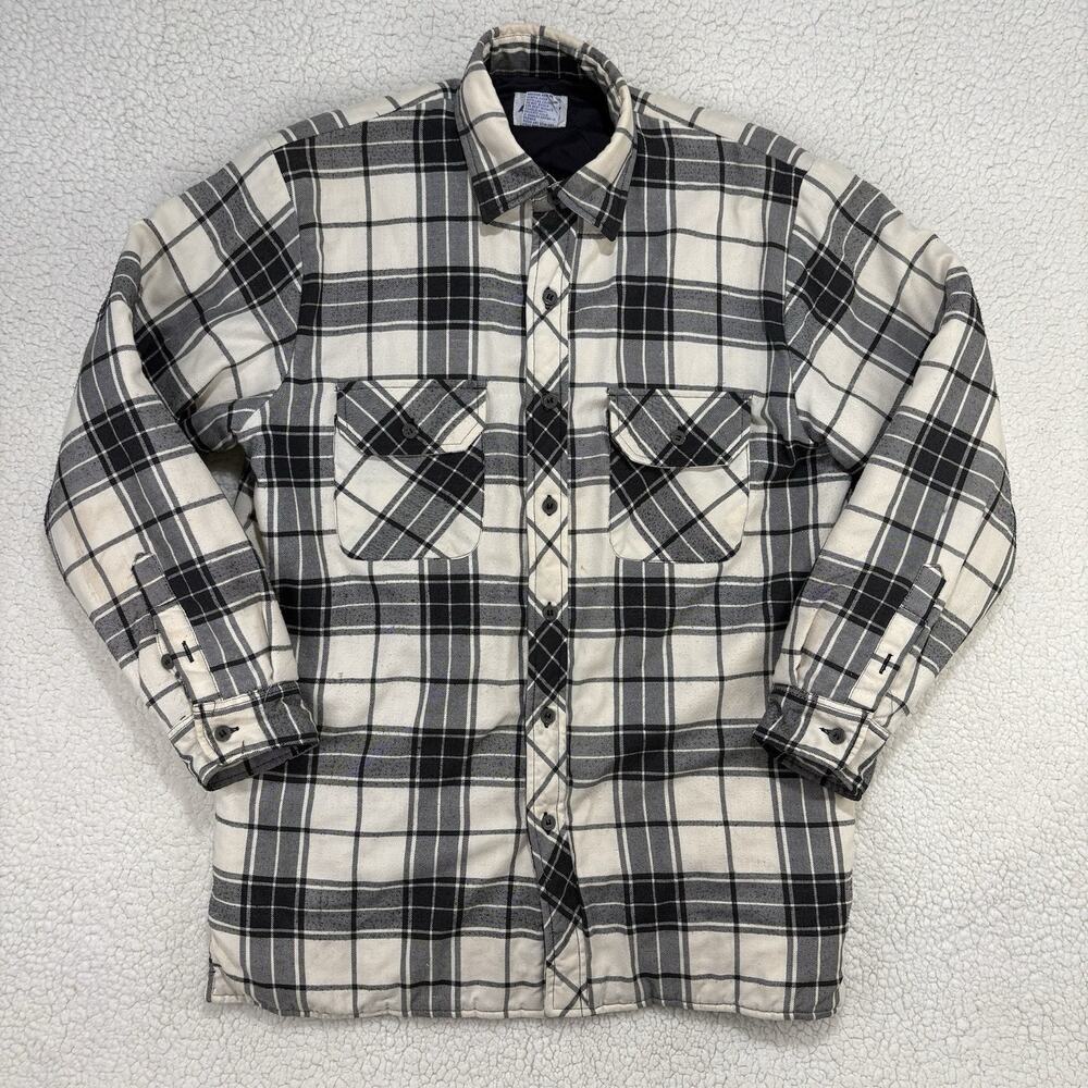 Vintage Dickies Jacket Mens M Plaid Quilted Lined Flannel Grunge Distressed Work